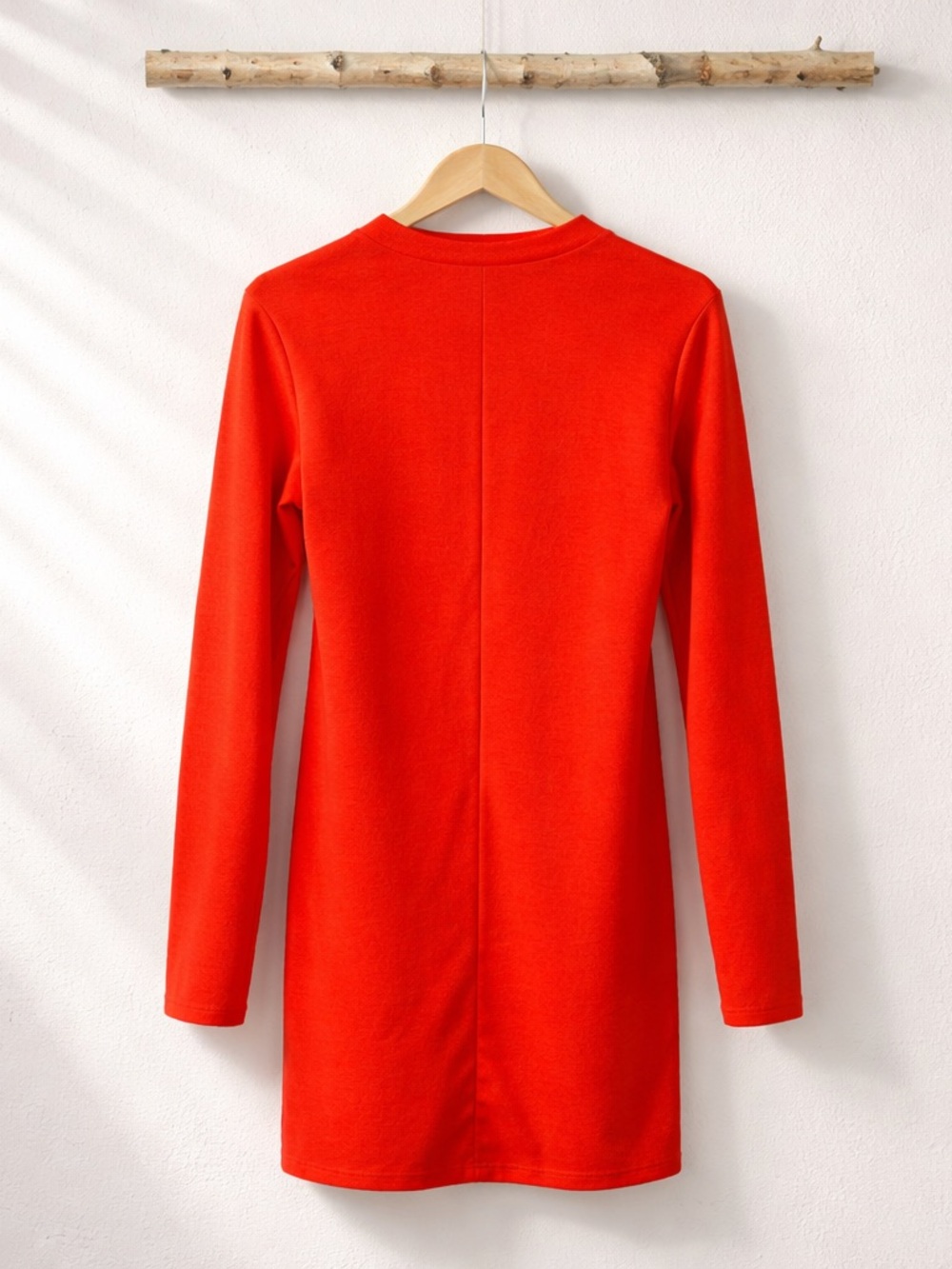 naked wardrobe Vibrant Poppy Red Zip-Up Long Sleeve Dress - Picture 2 of 5